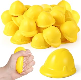 Libima 24 Pcs Construction Hat Sensory Toys Bulk Party Favor Fidget Toys | Stress Balls for Party Favors, Classroom Rewards, Treasure Boxes, Carnival Prizes, and Goodie Bag Fillers