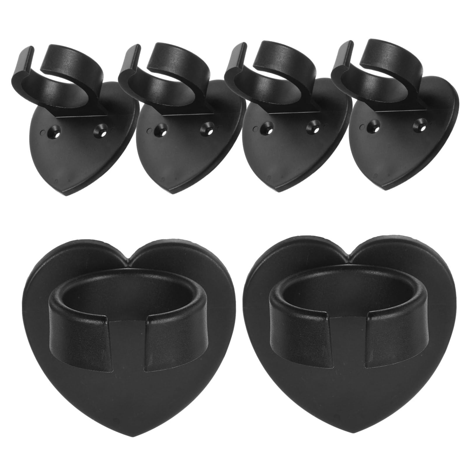 LIOOBO 6Pcs Microphone Wall Holder Rolling Mic Ring Heart Shaped Clip Mount for Secure Microphone and Nameplate Fixation for Recording Studios and Events