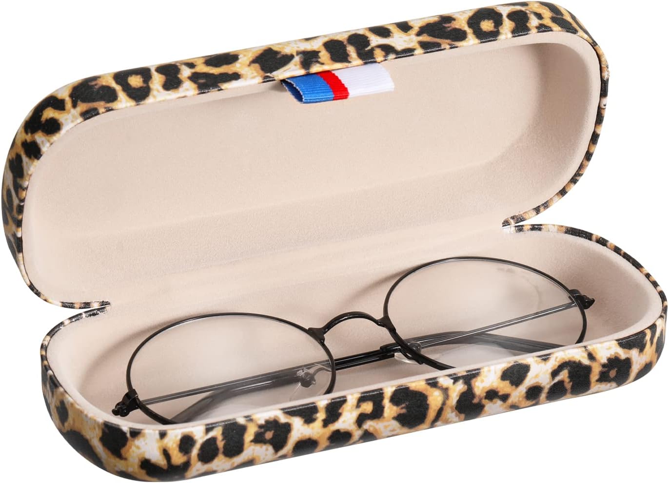 MoKo Eyeglass Case Hard Shell for Men Women, Unisex Portable Travel Sunglasses Cases PU Leather Glasses Storage Box Holder, Leopard : Everything Else