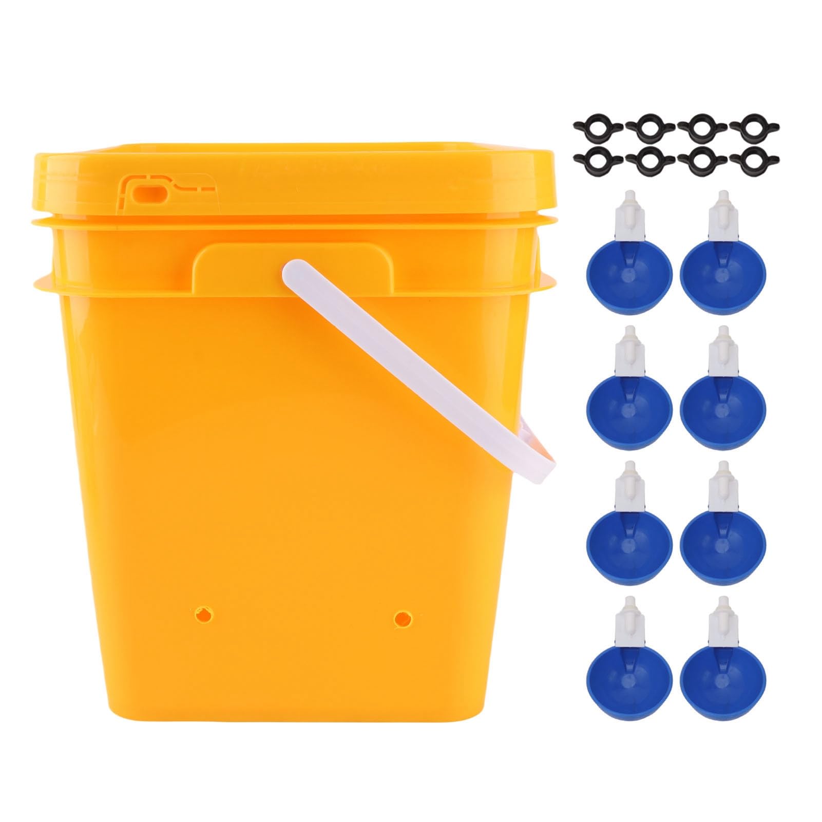 Generic Bebedero Automático para Pollos de Alta Capacidad con Cubo de Mano de 12 litros, de Riego por Gravedad para Codornices, Fácil Instalación, Plástico Duradero (Cubo + Tazón Azul Grande +