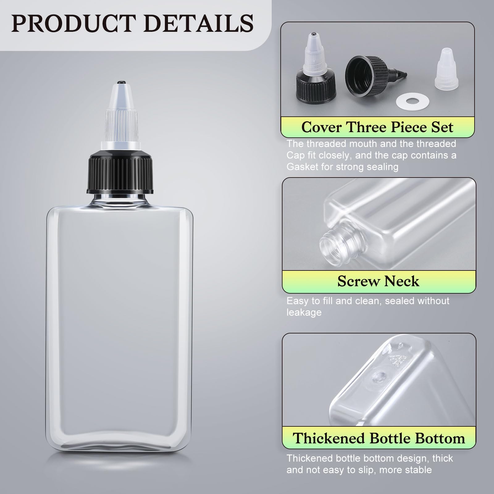 Yaomiao Kleine Ölspenderflasche für Camping, Dosierflaschen mit Drehdeckel, Kunststoff, Boston Squeeze Flaschen, Flüssigkeit, Gewürzbehälter für Flüssigkeiten, Tinten, Essig, Öle, Soßen (24 Stück)