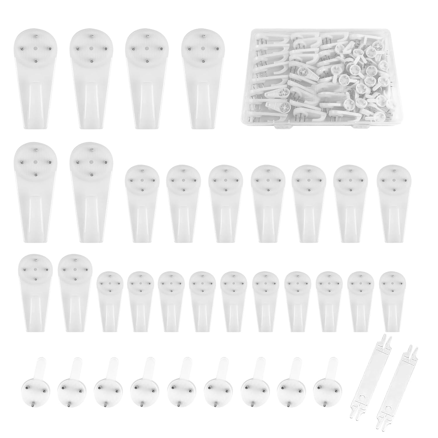 Yovell Picture Hooks 72pcs Non-Trace Picture Hanging Kit, Heavy Duty Picture Frame Hangers for Hard Wall Plasterboard Walls Drywall Concrete Wall (White)