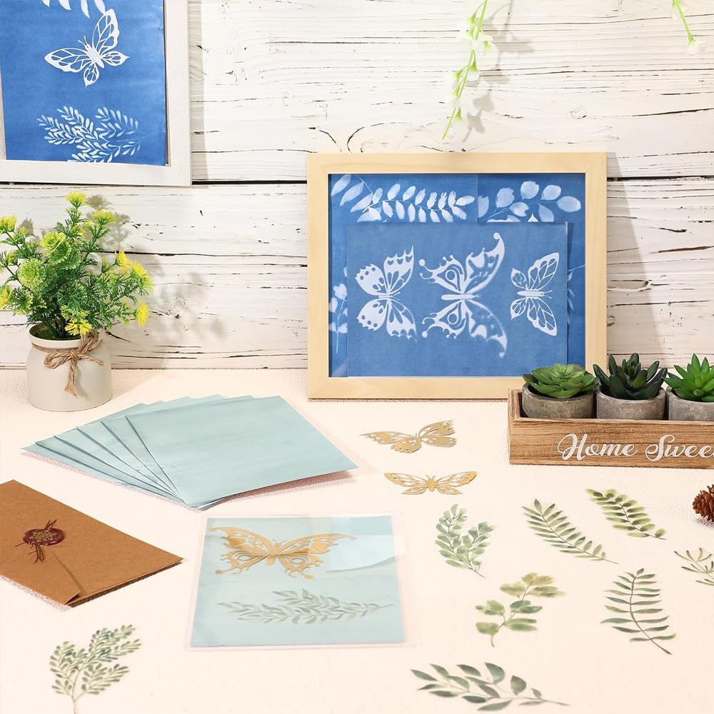Kit Cianotipia 21 Pezzi - Carta Sensibile Al Sole A4 Per Stampa Blu Fai Da Te - Foto 4