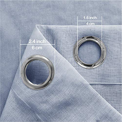 Dwcn Faux Linen Ombre Sheer Curtains - Gradient Semi Voile Grommet Top Window Curtains For Bedroom And Living Room, Set Of 2 Panels, 52 X 84 Inches Long, Denim Blue #TOP4