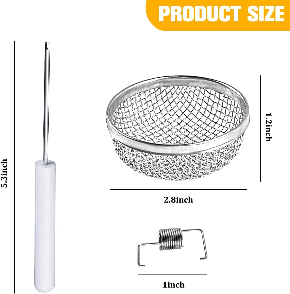 2PCS RV Furnace Vent Cover, Stainless Steel Caravan Water Heater Vent Mesh Cover with Installation Tool, RV Furnace Screen Guard, Universal for Trailers Campers Motorhomes