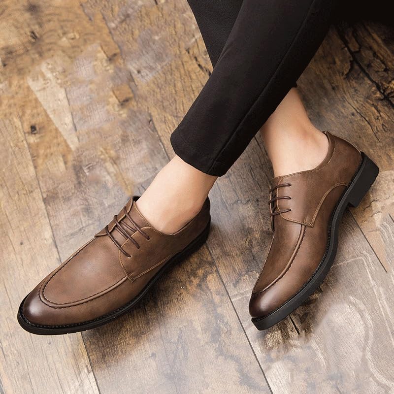 Men's Formal Shoes Dress Oxford Waterproof Leather Brogue Casual Fashion Lace Up Non Slip Rubber Sole Low Top Office Business2