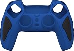 PlayVital Knight Edition bleu & Noir deux tons anti-dérapant silicone peau pour ps5 Contrôleur, boîtier en caoutchouc souple pour ps5 Contrôleur sans fil avec bouchons de poignée