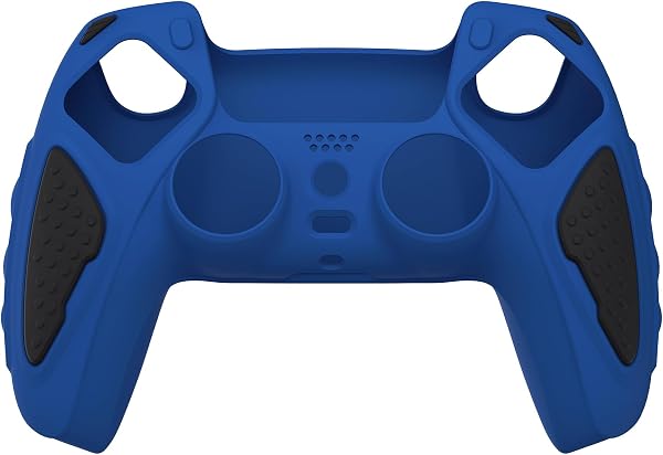 playvital Knight Edition Blue & Black Two Tone Anti-Slip Silicone Cover Skin for ps5 Controller, Soft Rubber Case for ps5 Wireless Controller with Thumb Grip Caps - 2