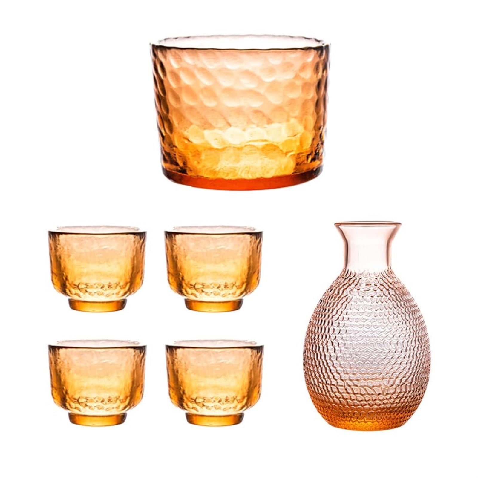 6 PCS Japanese Sake Set, 300ml Ceramic Sake Set, Includes 1 Sake Bottle 4 Sake Cups For Serving Hot Or Cold Sake At Home Or At A Restaurant(HUPO)