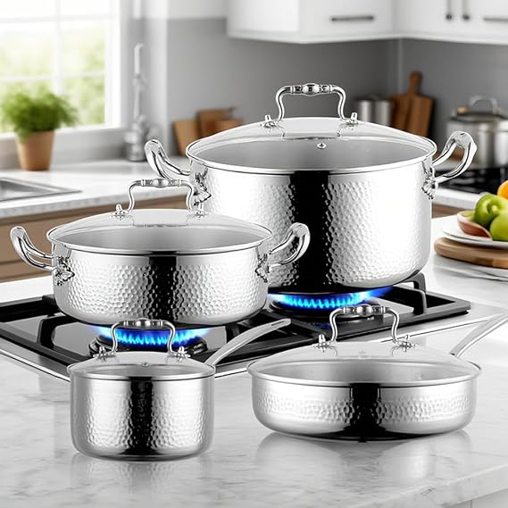 Toutrop 5-Ply Stainless Steel Pan - 10 Inch Frying Pan, Fast and Even Heat Stainless Steel Skillet, Chef's Pans, Induction Cookware, Dishwasher and Oven Safe Skillet