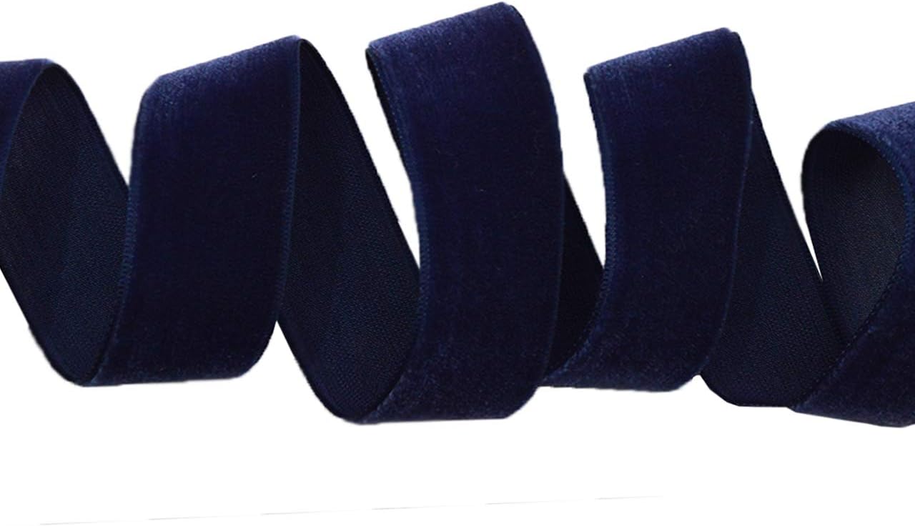 Morex Ribbon Viviana Velvet Ribbon, Soft Silky Velour, Wedding and Holiday Décor, Sewing and Crafting, Gift Wrap, 1 1/2" X 20 YD, Navy Blue