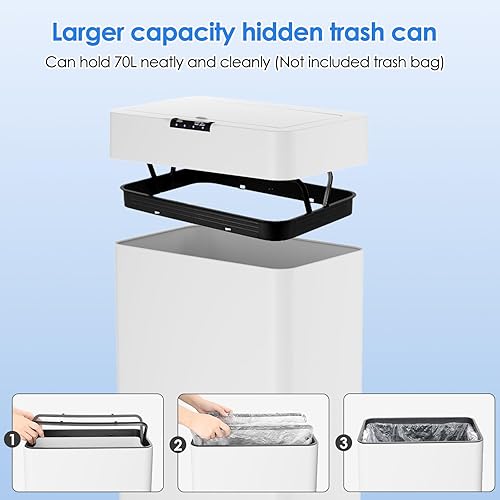 Miniatura 7 de AthLike Cubo de basura con sensor de movimiento, sin contacto, cubo de basura automático inteligente con tapa de cierre suave, anillo de retención