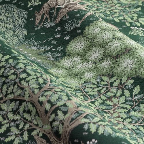 Morris&Co. Brook Pencil Pleat Curtain Pair – Lined Jacquard Woodland Tapestry-Inspired Drapes (Forest Green - 117x137cm) - Image 6