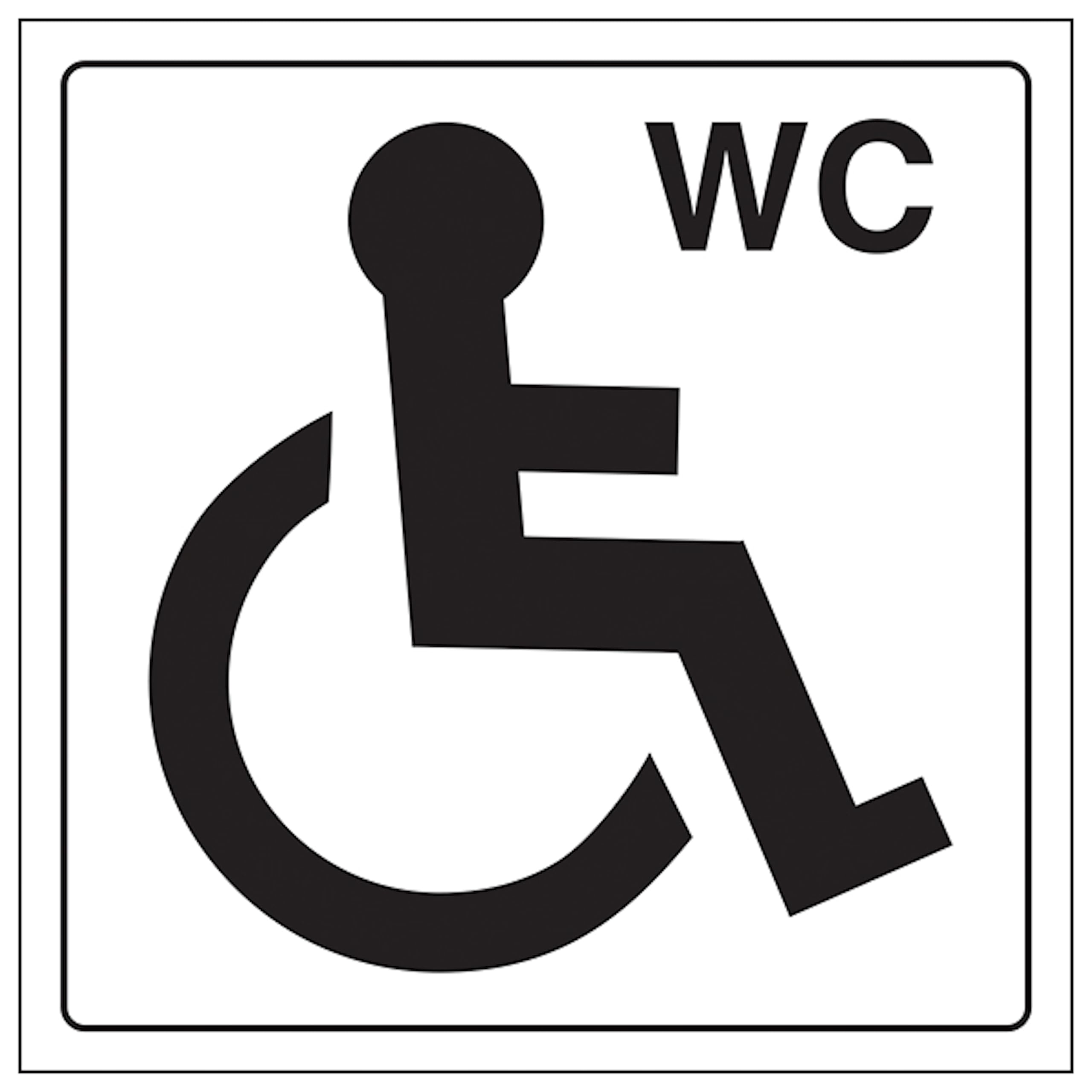 V Safety Disabled WC Symbol 200 x 200 mm - 2mm Rigid Plastic Safety Sign