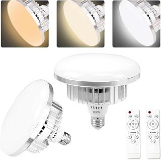 EMART 135W LED Bulbs,3000-6500K Photography Light Bulb for Softbox (2Pack) | Dimmable Color Temperature LED Bulbs & Remote Control in E26/E27 Socket for Umbrella Video Studio, Portrait, Photo Shooting