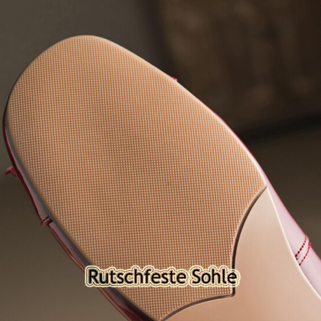 Ballerine da Donna in Pelle Lucida retrò con Fiocco, Scarpe Slip on morbide con Tacco a Blocco e Suola Antiscivolo, Sandali alla Moda e Comodi per Ufficio, Tempo Libero