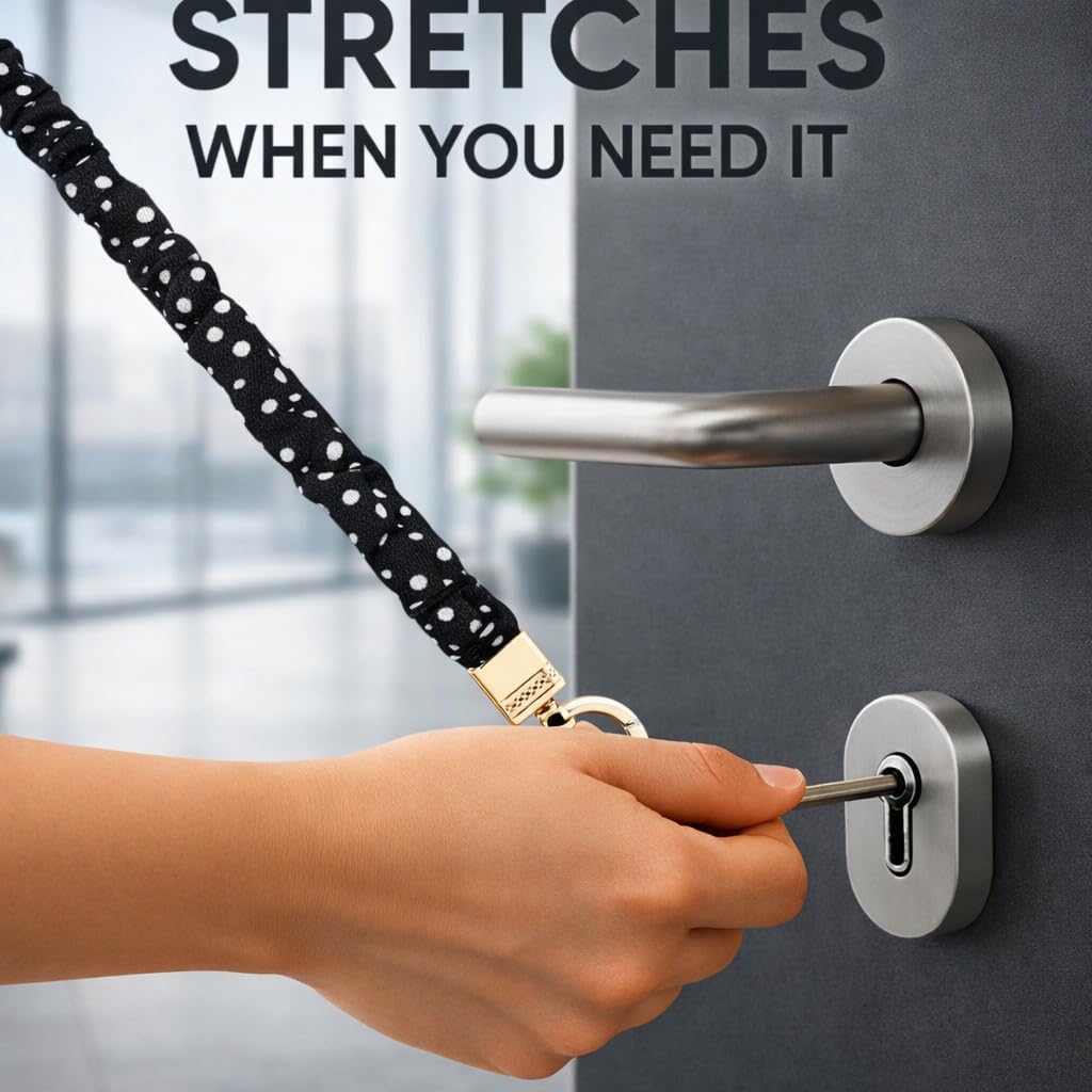 Teacher Scrunchie Lanyard for ID Badge, Thin Stretchy Elastic Neck Keychain, Cute Hands Free Accessory for School - Image 5