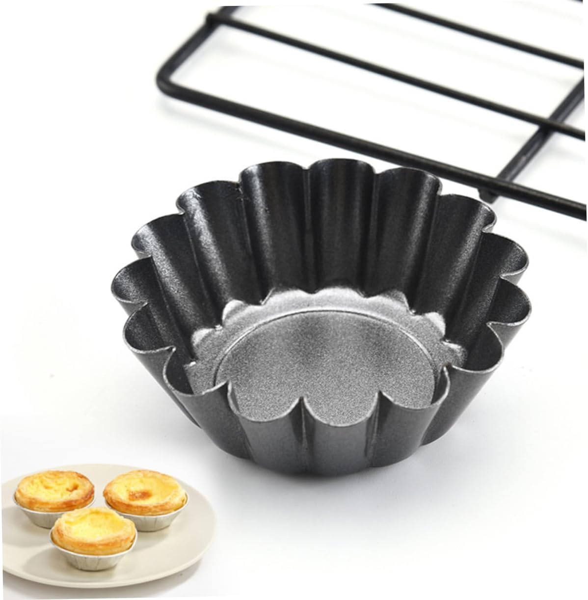 Ciieeo 15pcs Flower Shape Egg Tart Molds Non-stick Tart Pans French Egg Baking Cups Reusable for Fruit Cupcake Muffin Diy Party