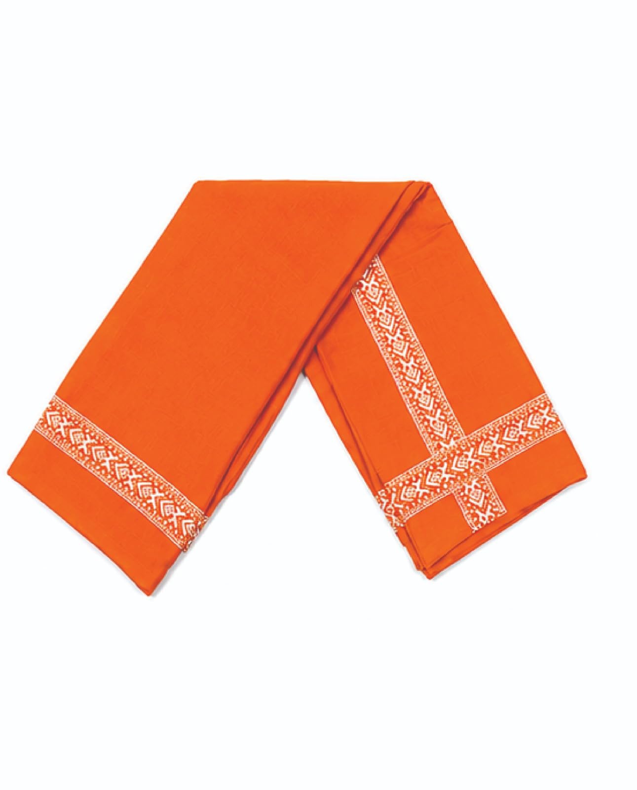 SHAGUN TRENDS 2 Mtr Cotton Bhagwa Gamcha White Designer Border | Soft Absorbent Angocha for Men | Quick Dry Bath Gamchha | Puja Angavastram | Daily Use (5)-picture-13