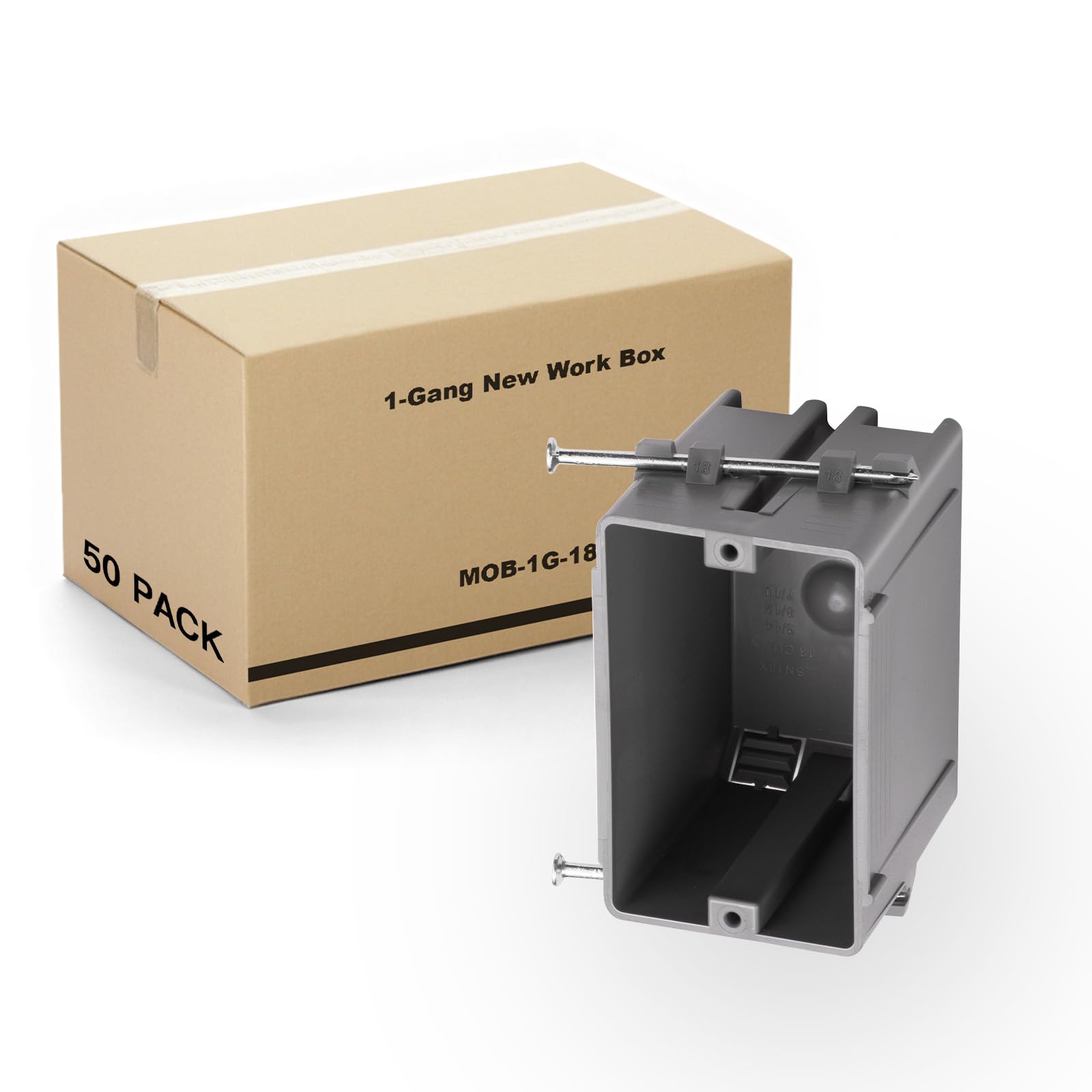 1-Gang PVC Electrical Boxes - 50 Pack, UL Listed -1