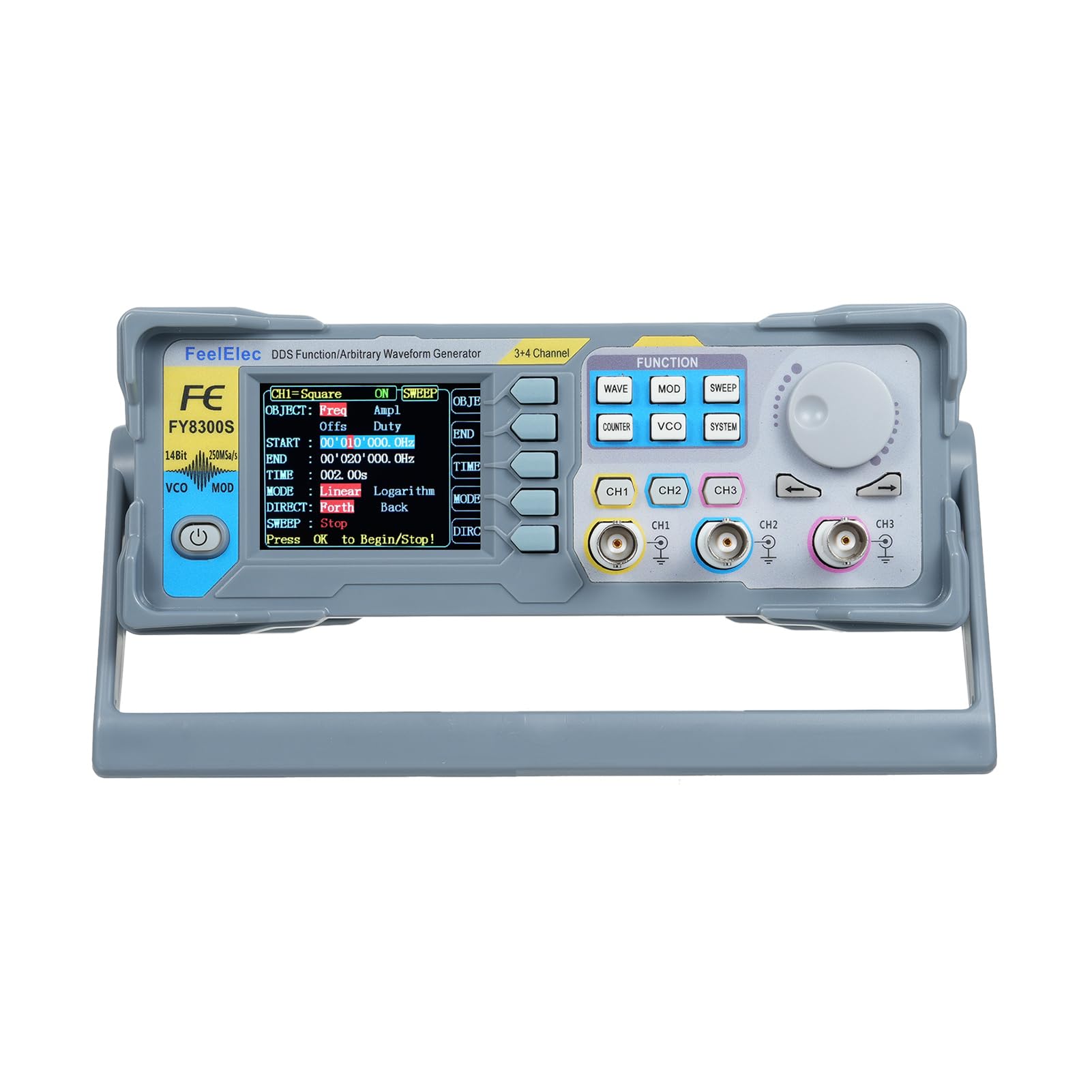 FY8300S-20M, 20, 3 canali, generatore di segnale arbitrario, 4 uscite di livello TTL, funzione di polarizzazione DC, uscita digitale