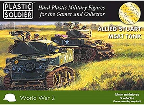 PLASTIC SOLDIEREasy Assembly Stuart M5 Tank 15 mm Miniature