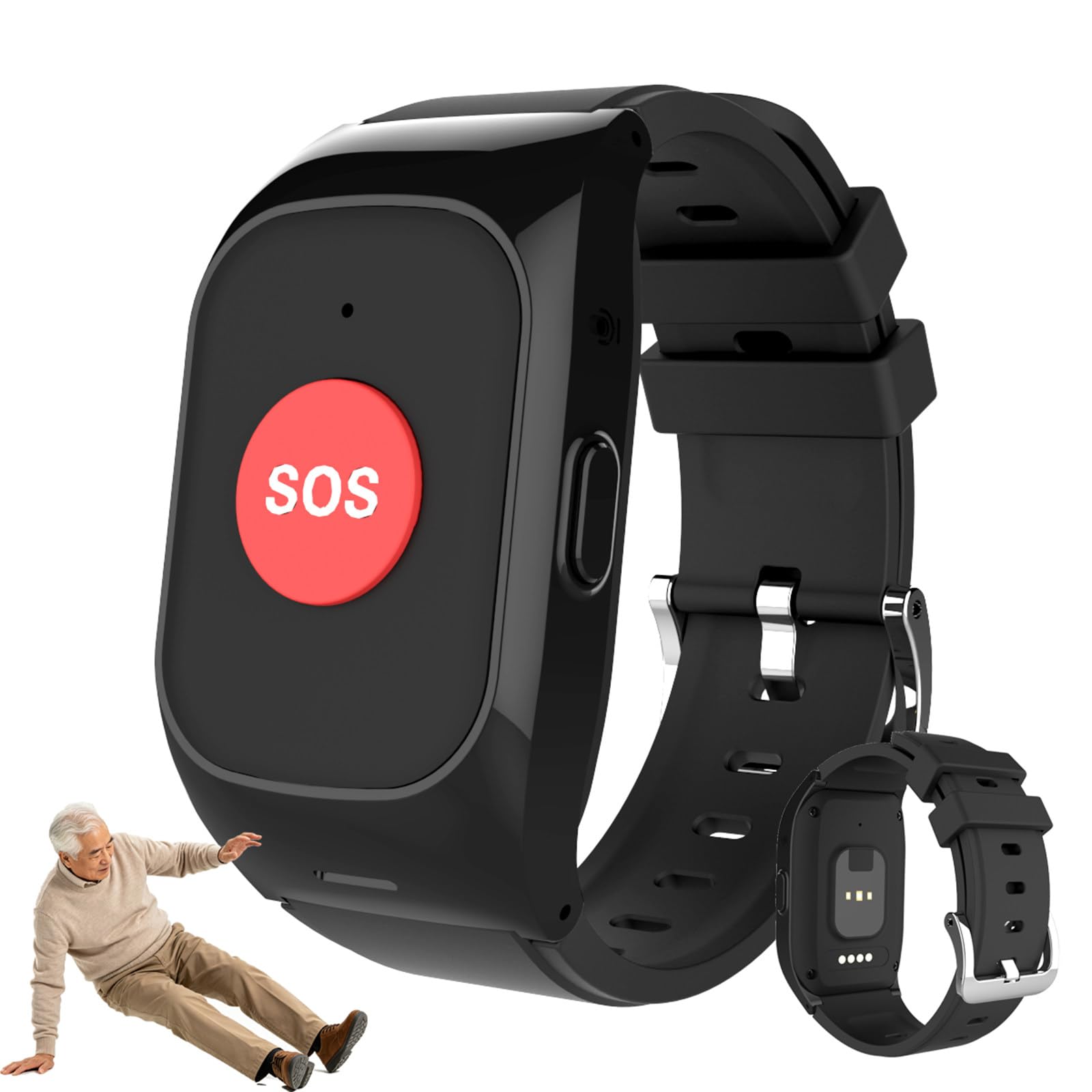 Montre Connectée avec Détection De Chute pour Seniors | Montre D'alerte De Chute Avec Suivi Gps Et Fonction Sos, Appels Bidirectionnels Et Suivi Par Les Aidants, Géorepérage