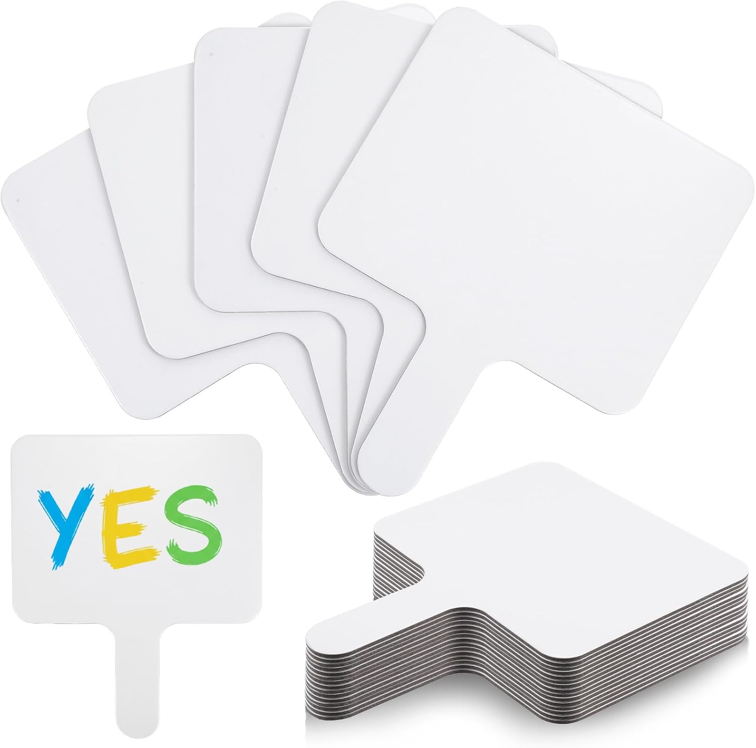 20 Pcs Handheld Double Sided Dry Erase Answer Paddles, 8x10 Inch Wooden White Boards Signs Auction Paddles for Students Classroom Office Meeting Voting Answers Bidding Shower Games Party