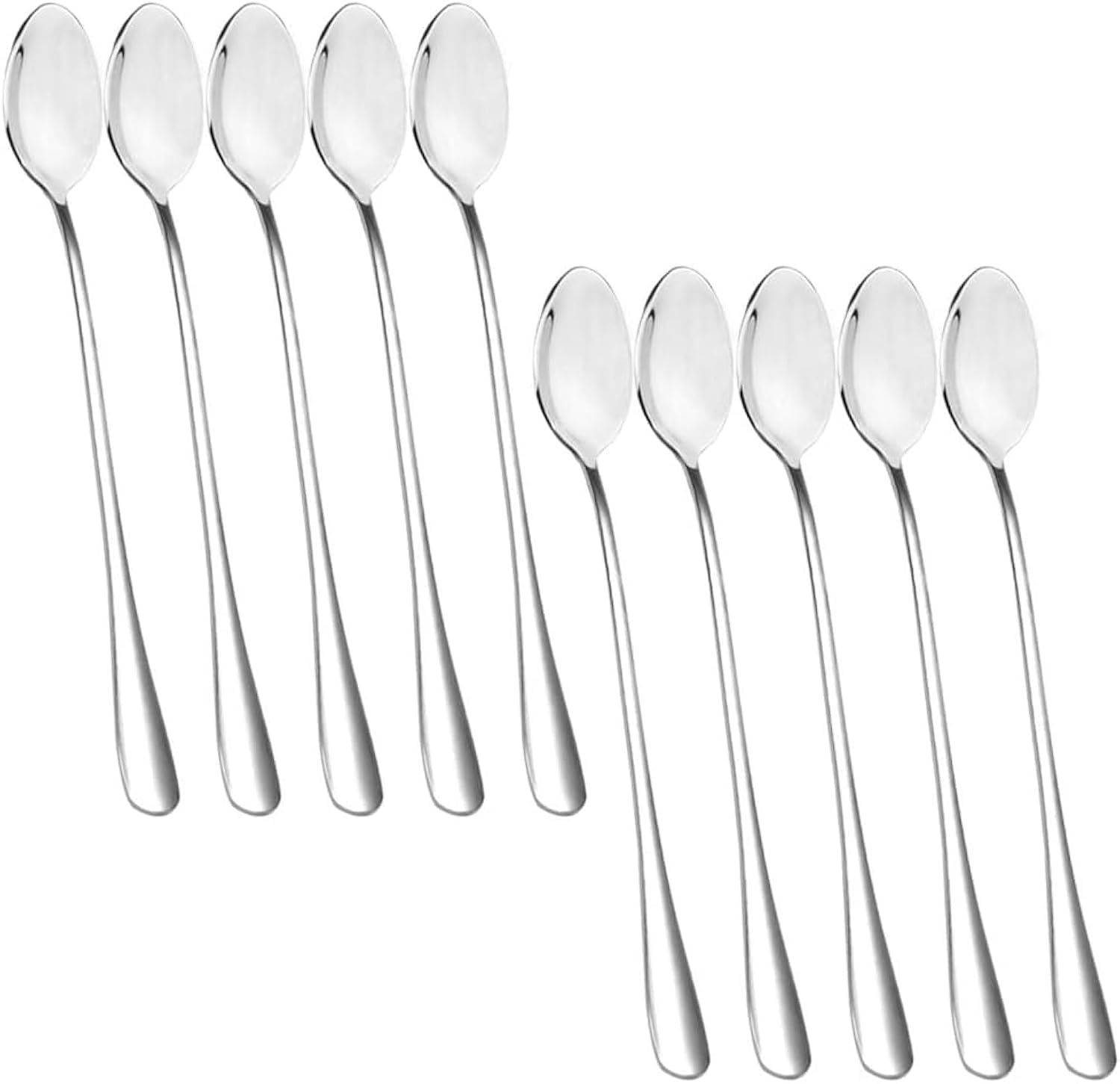 Long Handle Stirring Spoon, Set of 10 Stainless Steel Mixing Spoon for Iced Tea, Coffee, Cocktail, Milkshake, Cold Drink