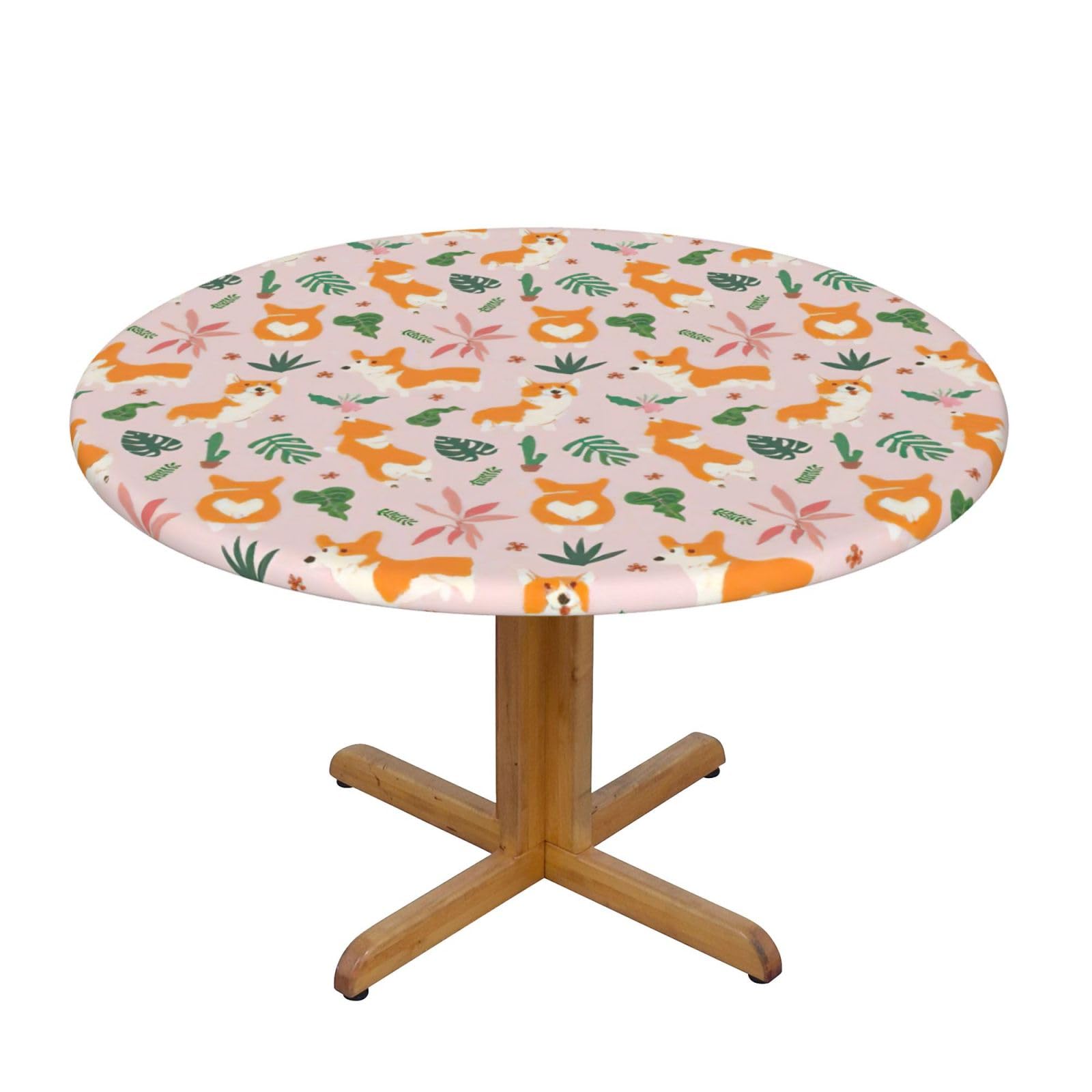 Small Size Corgi Print Wipe Clean Oval Tablecloth Stain-Resistant Dining Table Accessories Table Protector For Home