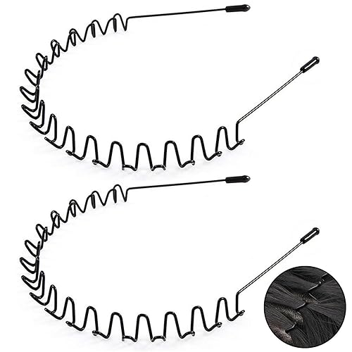 Diademas de metal para hombres y mujeres, banda de pelo de resorte ondulado de metal, aro ajustable antideslizante para el cabello para deportes,