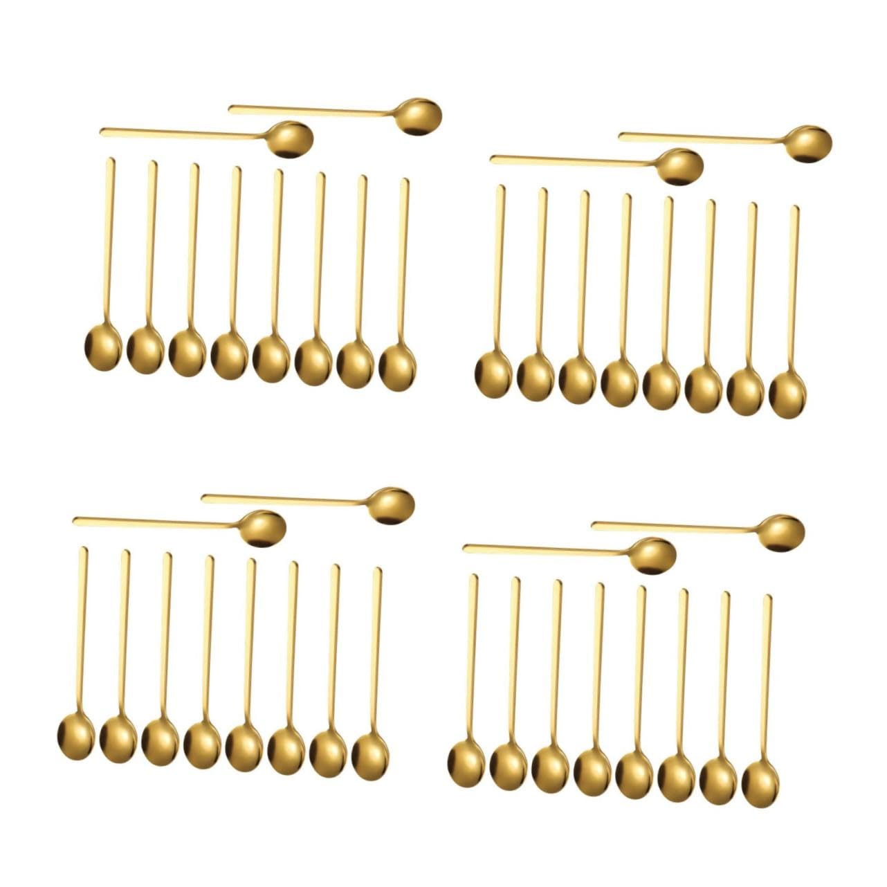 ABOOFAN 40 Schöpfkelle aus Edelstahl rostfreie Teelöffel dekorative Dessertlöffel rostfreie Stahllöffel Getränke Rührlöffel Teelöffel Geschirr Mischlöffel Rostfreier Stahl Golden