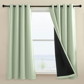Rutterllow 100% Blackout Curtain 2 Panels, Heat and Full Light Blocking Drapes with Grommets for Bedroom, Thermal Insulated Window Treatment Drapes for Living Room (Sage Green, 52Wx54L)