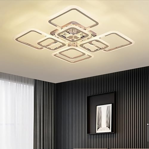 Liudefa Lámpara LED de techo regulable, 8 luces de techo modernas de 23 pulgadas, montaje empotrado, lámpara de techo de 108 W para sala de estar,