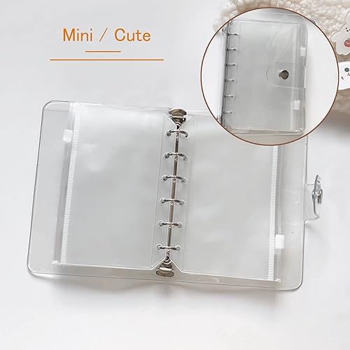 Miniatura 6 de Bolsillos para carpeta A7, 10 unidades, bolsillos A7 de 6 agujeros, bolsa de PVC, carpetas impermeables con cremallera, bolsas de archivo