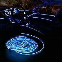 Vista 3 de Luces de cable EL para el interior del coche, luz de panel azul neón de 16 pies/5 m, tira de luz LED para coche, USB 5V, decoración