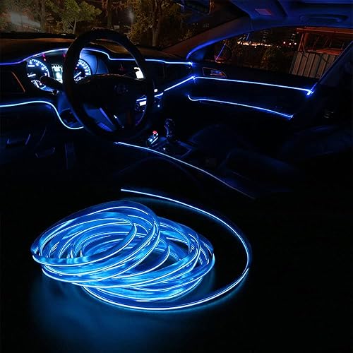 Miniatura 3 de El Wire Lights para coche Inteior Dash Light Blue Neon Lights 16FT5M Car Led Tira de luz USB 5V Decoración