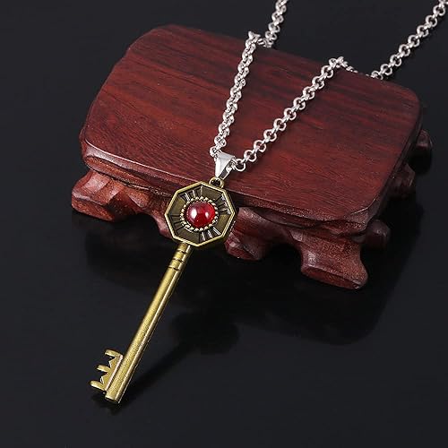 Vista 5 de FunBoat JJBA JoJo - Collares de flecha con soporte Jotaro Kars piedra roja de Aja Regalos de Navidad Cosplay para niños, niñas, adolescentes