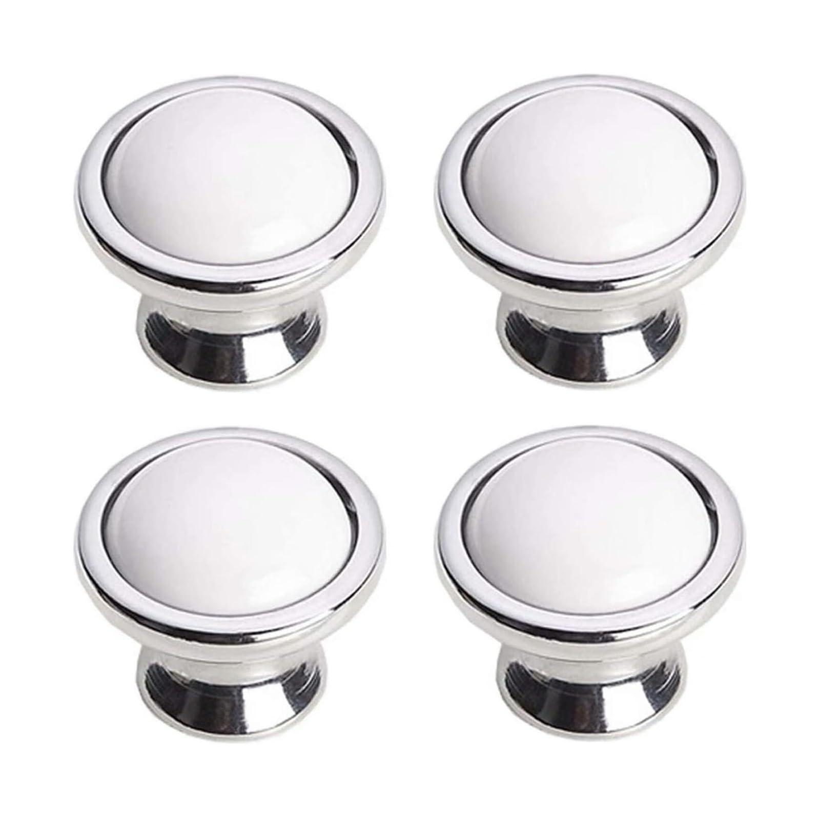 Opeximatun Silver Ceramic Drawer Knobs, 4 Pcs Ceramic Cabinet Drawer Pull Handles, Zinc Alloy Base(,Single Hole)