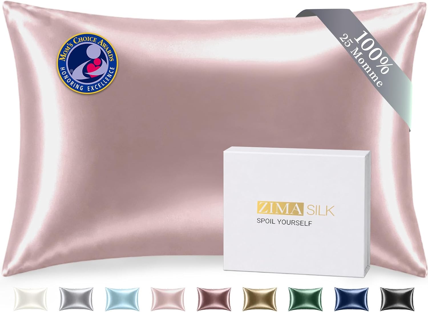 ZIMASILK 25 Momme 100% Pure Mulberry Silk Pillow Cases, Light Plum, Queen