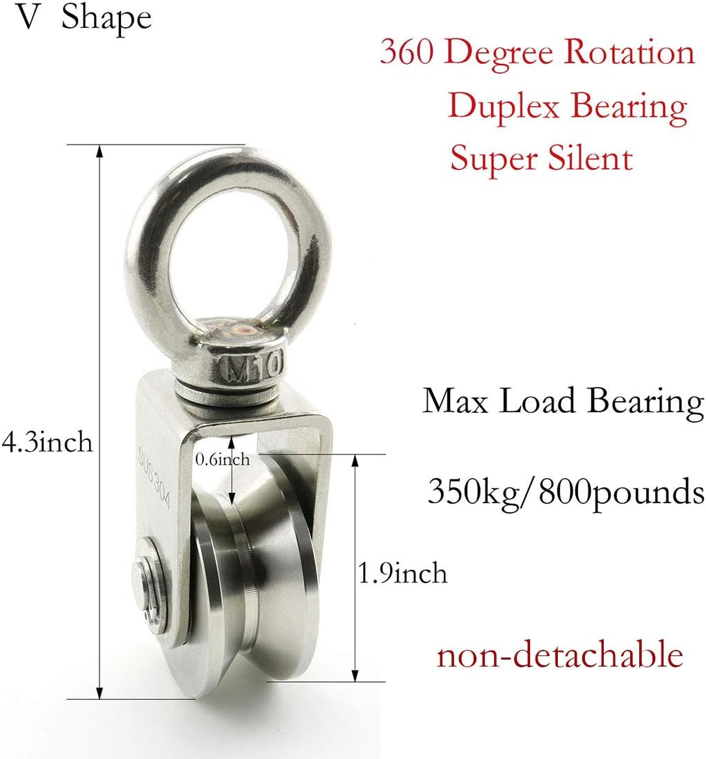 Super Brands Lind Kitchen 1PCS Heavy Duty V Type Single Wheel Pulley Block with Dual Mute Bearings 304 Stainless Steel 360 Degree Swivel Ring Lifting Traction Wheel Lowest Price Lind Kitchen 1PCS Heavy Duty V Type Single Wheel Pulley Block with Dual Mute Bearings 304 Stainless Steel 360 Degree Swivel Ring Lifting Traction Wheel