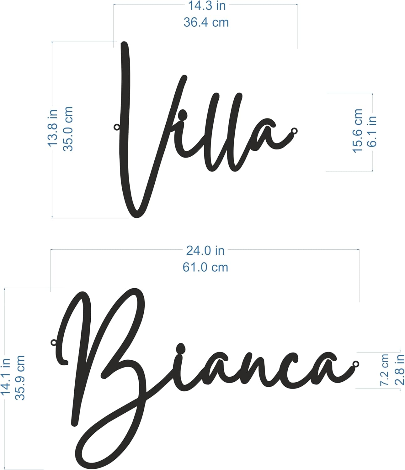 Personalized Villa Name Sign, Custom Metal Wall Art, Script Letters, Welcome Plaque for House Decor, Outdoor & Door Hanger, Wall Hanging Sign