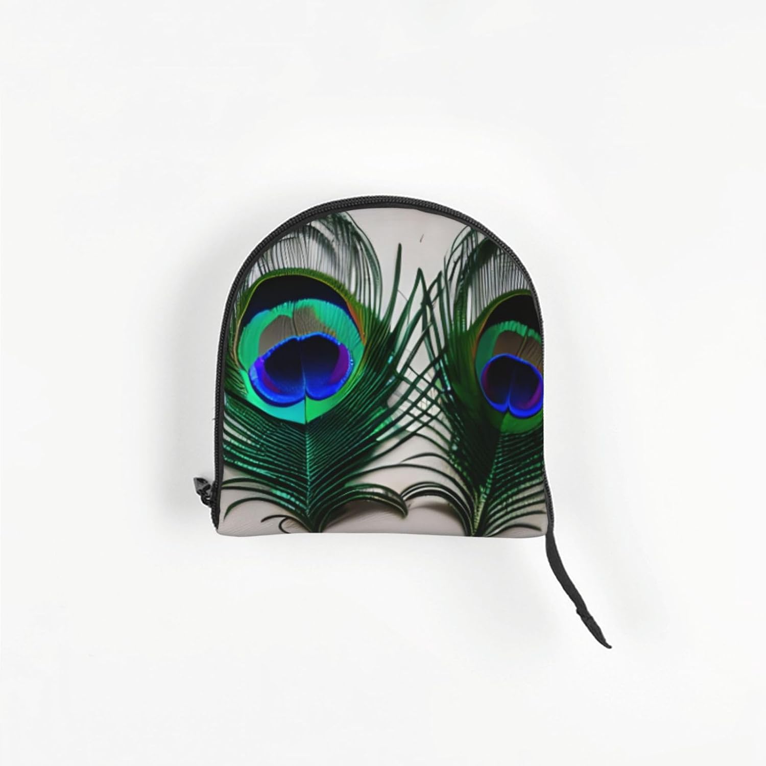 Peacock Feather Print Portable Foldable Shoulder Bag for Travel,with Collar Hook and Handle Pad,Cute Stylish Design