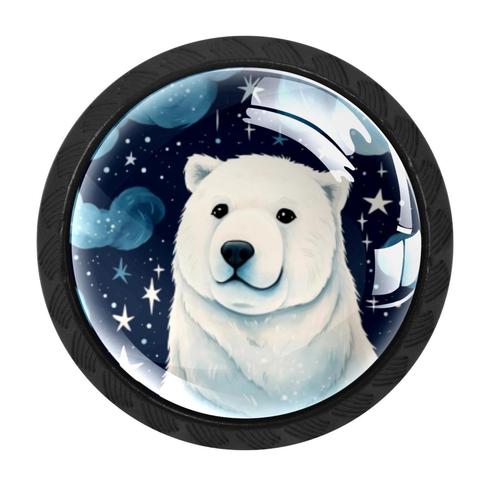 Chenzzzz Multicolored 05 4 Pack Round Cabinet Knobs For Kitchen Bathroom Closet Dresser Cabinets, Starry Polar Bear