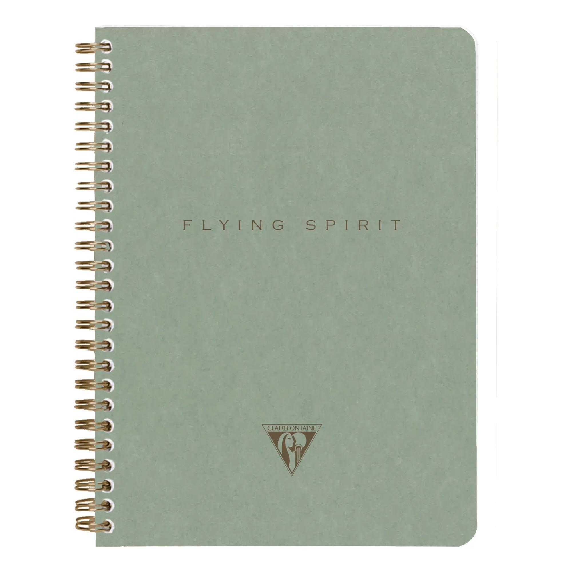Clairefontaine - 107566C - A Flying Spirit Spiral Notebook A5 14.8x21cm 120 Detachable Lined Pages Paper 90g - Green Grey Card Cover 5 Designs, Random delivery