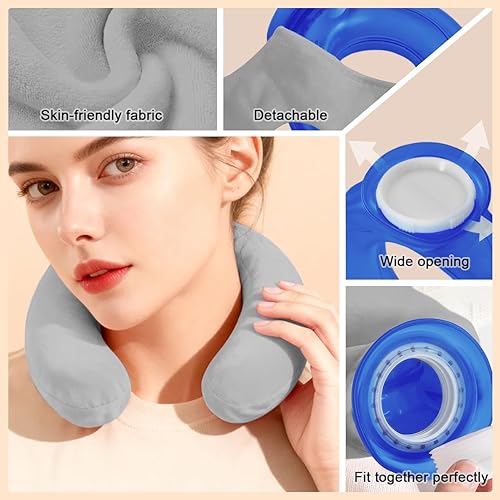 Miniatura 5 de Botella de agua caliente en forma de U con cubierta de forro polar 28.7 fl oz, bolsa de agua caliente y fría, almohadilla térmica para aliviar el