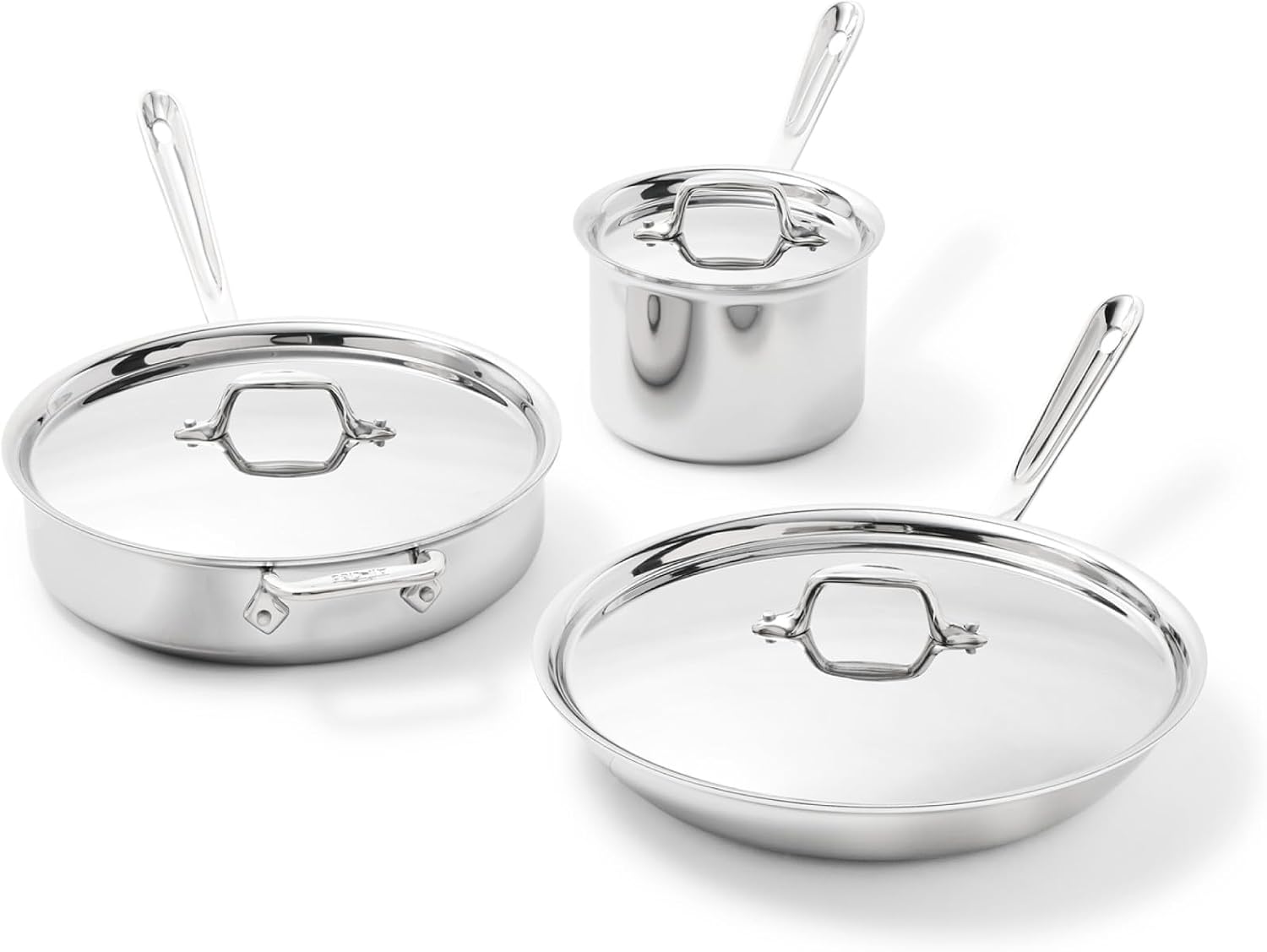 All-Clad D3 Stainless Steel Cookware Set, 6-Piece, Made in the USA | The Original Bonded Professional Cookware ,Pots & Pans Set, Induction Compatible, Oven Safe up to 600F