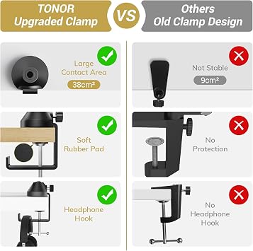 TONOR Overhead Ring Light Kit, 10 Ringlight with Heayy Duty Boom Arm and Phone Holder, Adjustable Angle, Suitable for Video Recording, Live Stream, Drawing, Makeup Nail