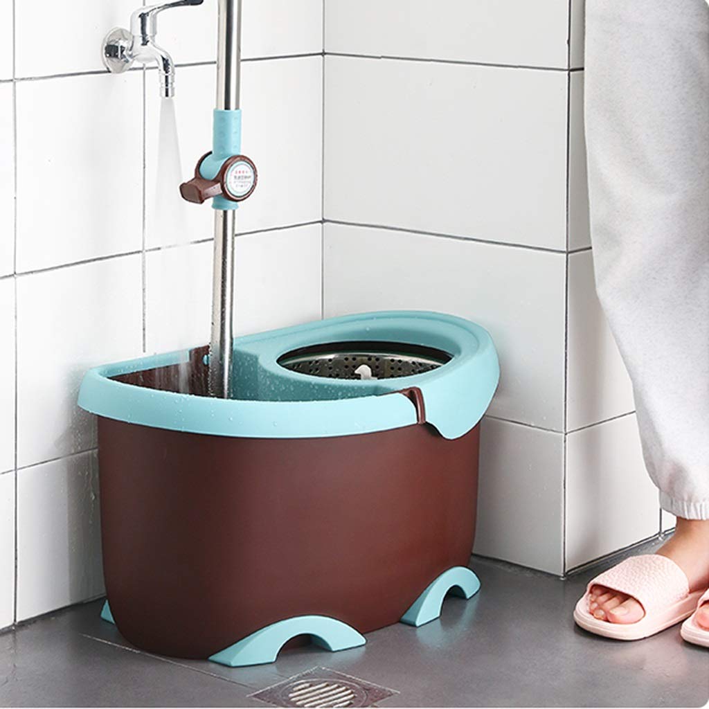 DWW Ciclón Mojado rotativo Mojado y Cubo de balanceo para Limpieza de Pisos, Sistema de escurrido Simple, Limpieza de escobas de Tela de Microfibra y Ruedas (Color : Hydraulic Rod+Stainless Steel)