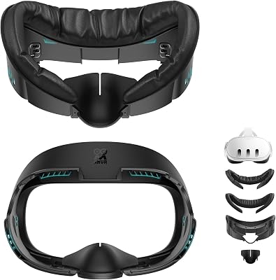 AMVR Face Cover Pad Facial Interface kompatibel mit Meta/Oculus Quest 3 Zubehör, mit weichem PU Face Cushion Pad Replacement und Ice Silk Cotton. Nicht kompatibel mit Meta Quest 3S